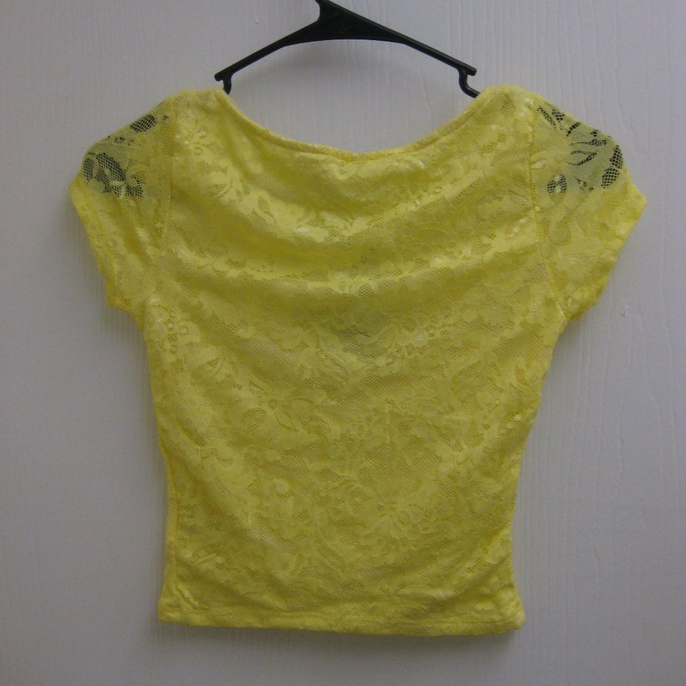 NWT Guess yellow lace crop top XS extra small - Picture 3 of 5